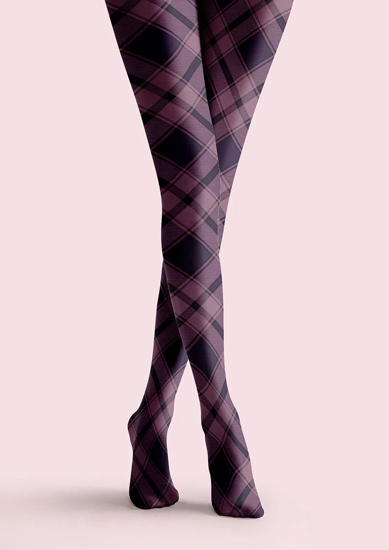 Viken Plan Lavender Plaid Tights Hosiery Pantyhose - Image 3