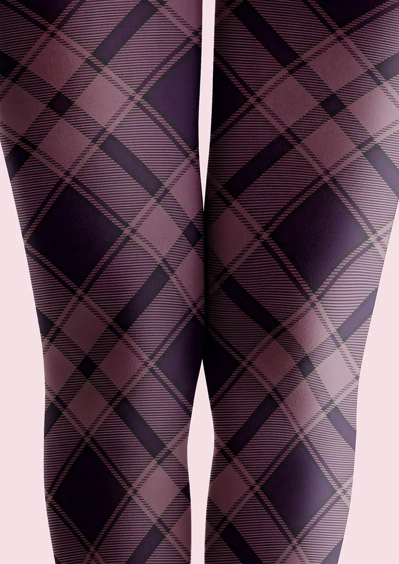 Viken Plan Lavender Plaid Tights Hosiery Pantyhose - Image 4