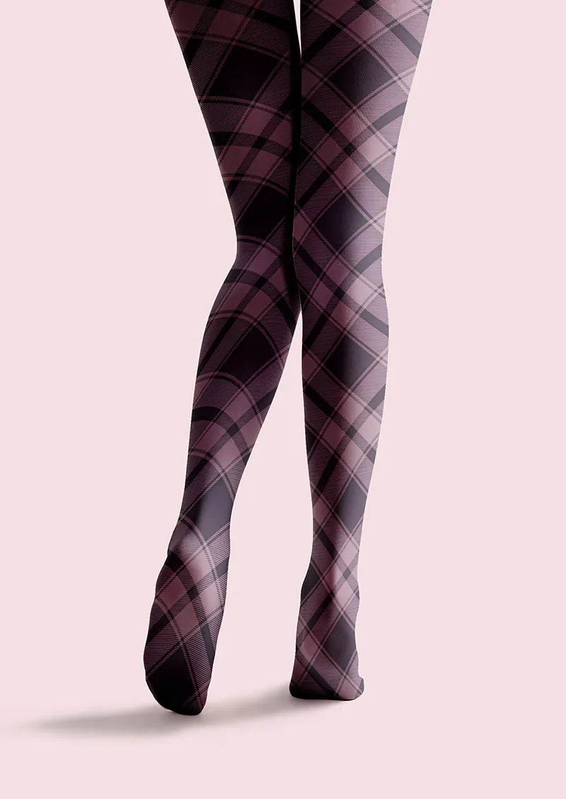 Viken Plan Lavender Plaid Tights Hosiery Pantyhose - Image 5