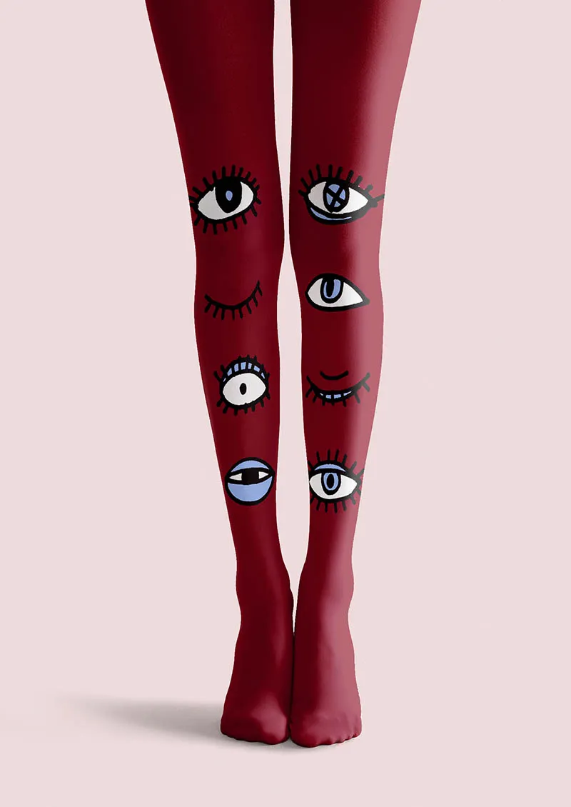 Viken Plan Fun Art Wink Eyes Tights Hosiery Pantyhose