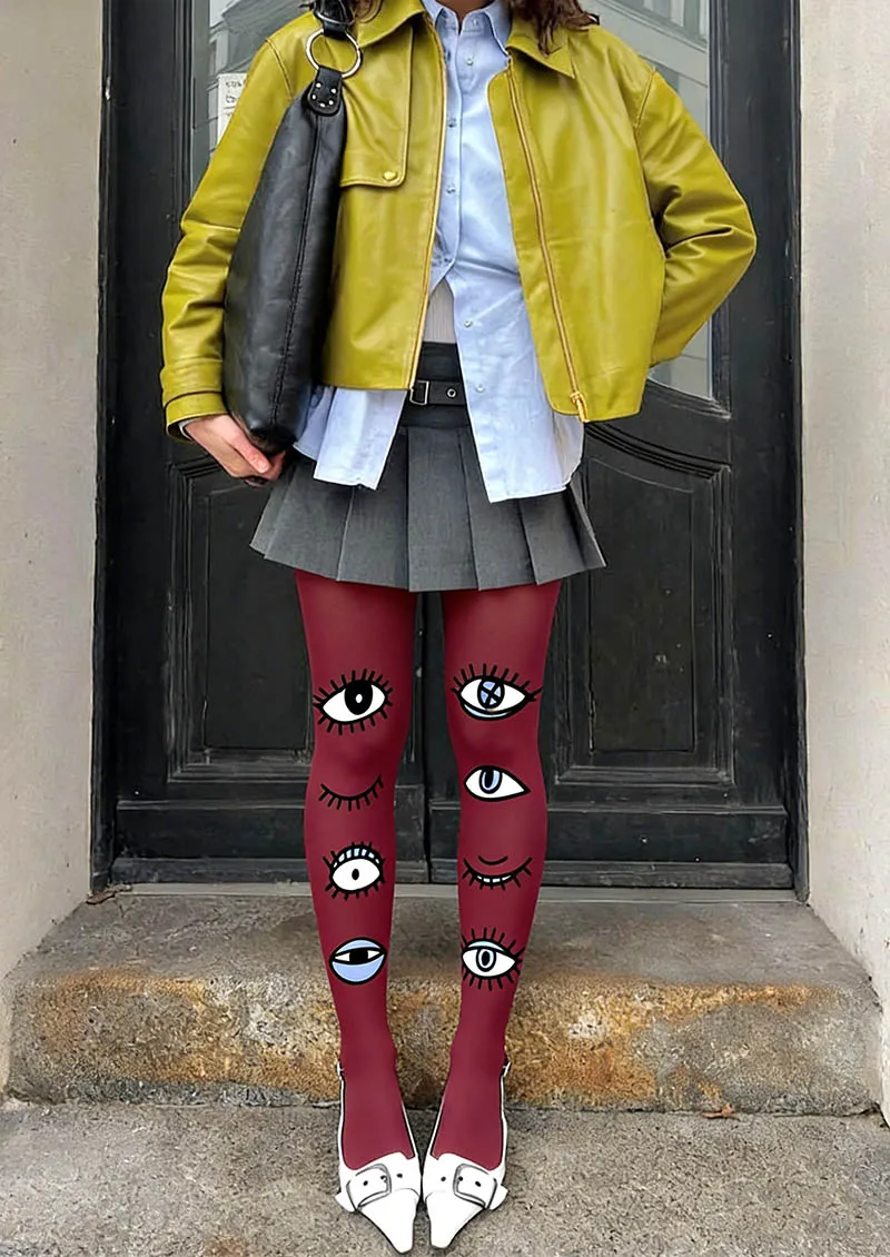 Viken Plan Fun Art Wink Eyes Tights Hosiery Pantyhose - Image 2