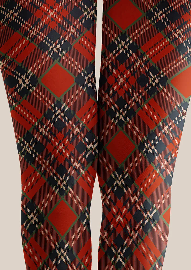Viken Plan Christmas Fun Art Winterberry Check Tights Hosiery Pantyhose - Image 4